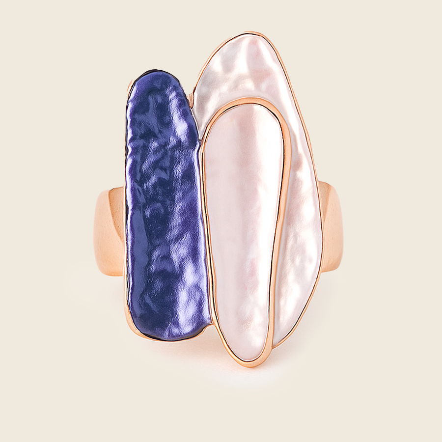 Aanura Pink & Mauve Abstract Floral Statement Ring