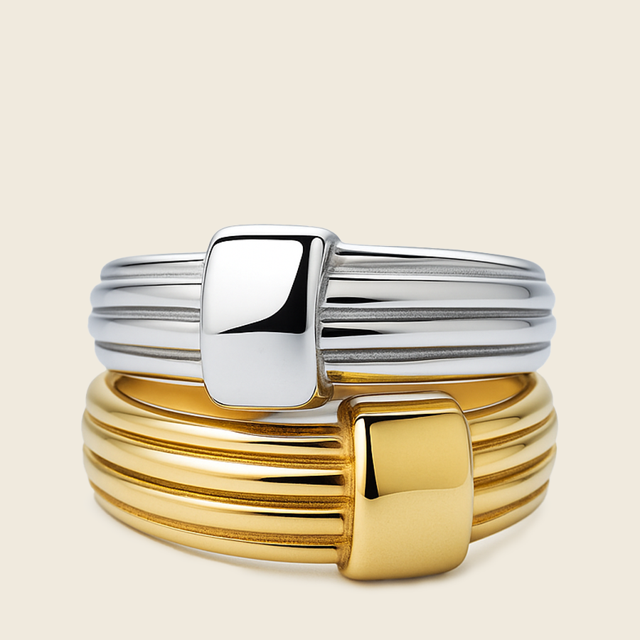 Aanura Matte & Polished Gold Adjustable Statement Ring
