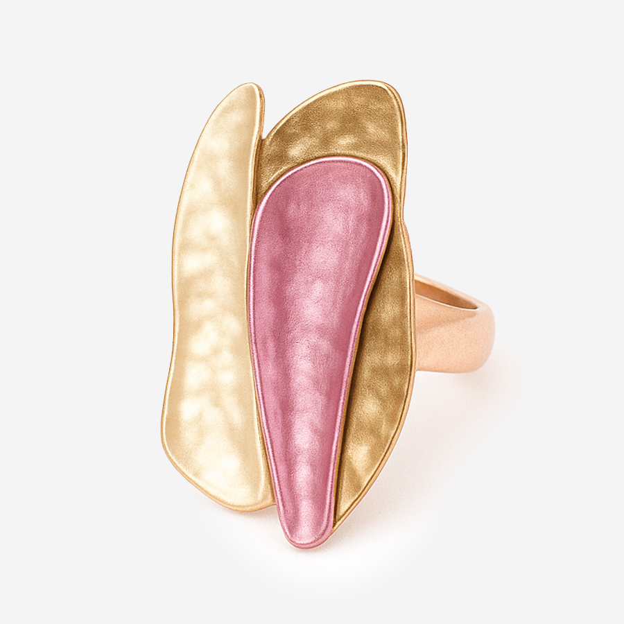 Aanura Pink & Mauve Abstract Floral Statement Ring