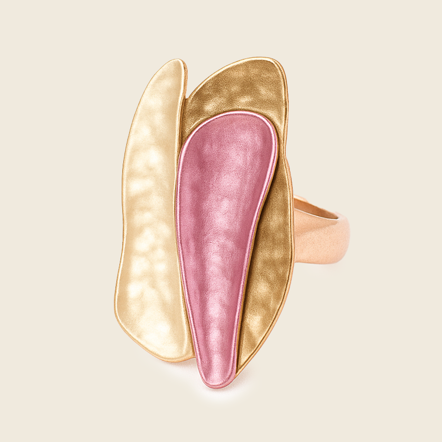 Aanura Pink & Mauve Abstract Floral Statement Ring