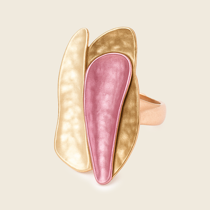 Aanura Pink & Mauve Abstract Floral Statement Ring