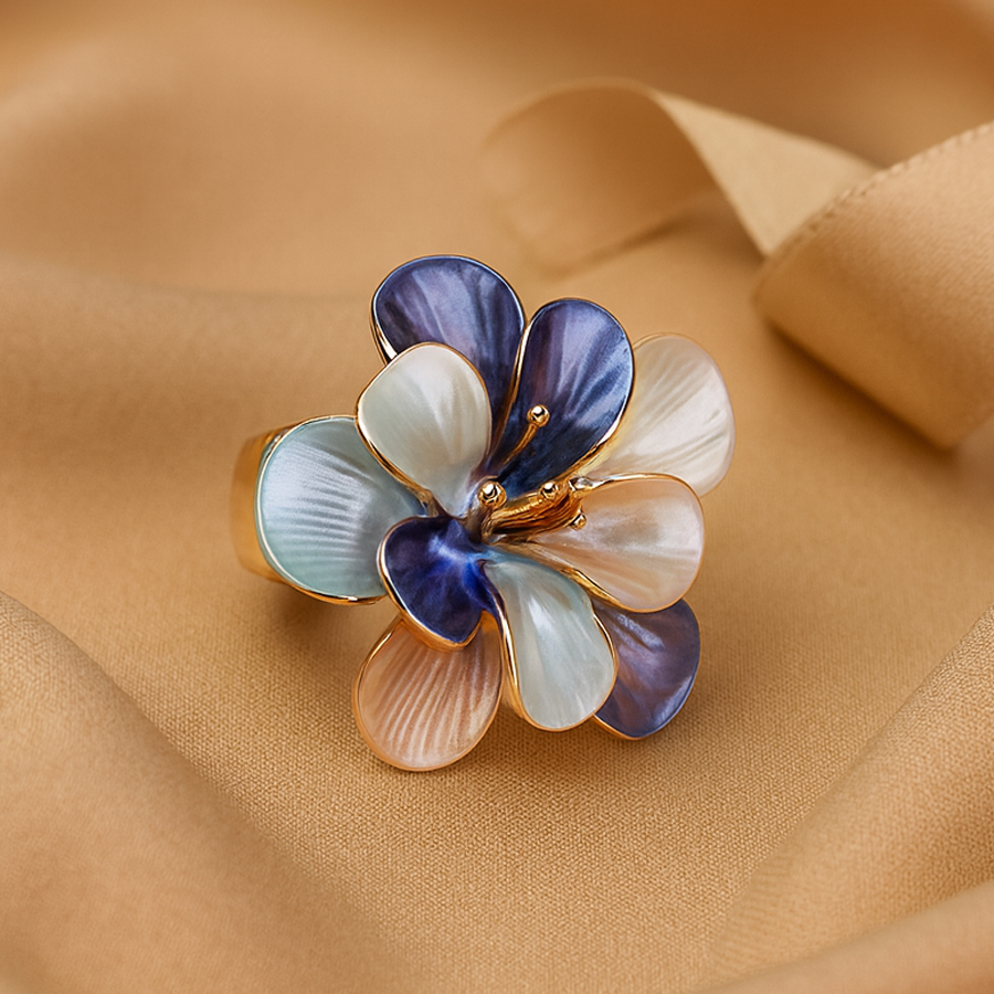 Aanura Multicolor Enamel Flower Ring