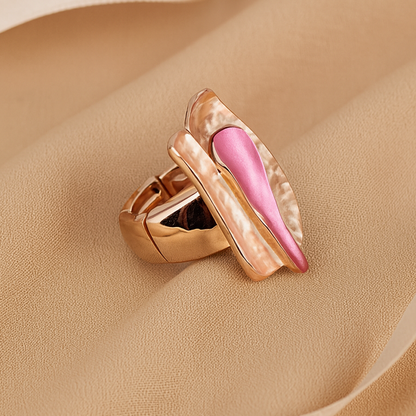 Aanura Pink & Mauve Abstract Floral Statement Ring