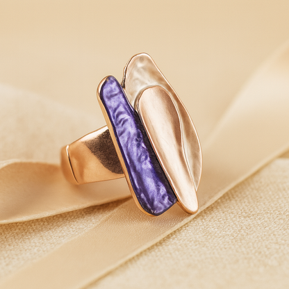 Aanura Pink & Mauve Abstract Floral Statement Ring