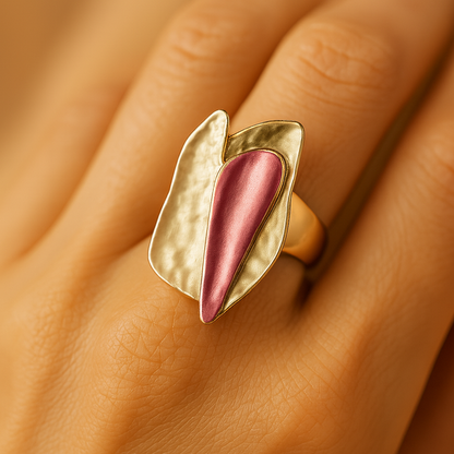 Aanura Pink & Mauve Abstract Floral Statement Ring