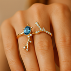 18K Rose Gold Gemstone Anti-Tarnish Waterproof Ring