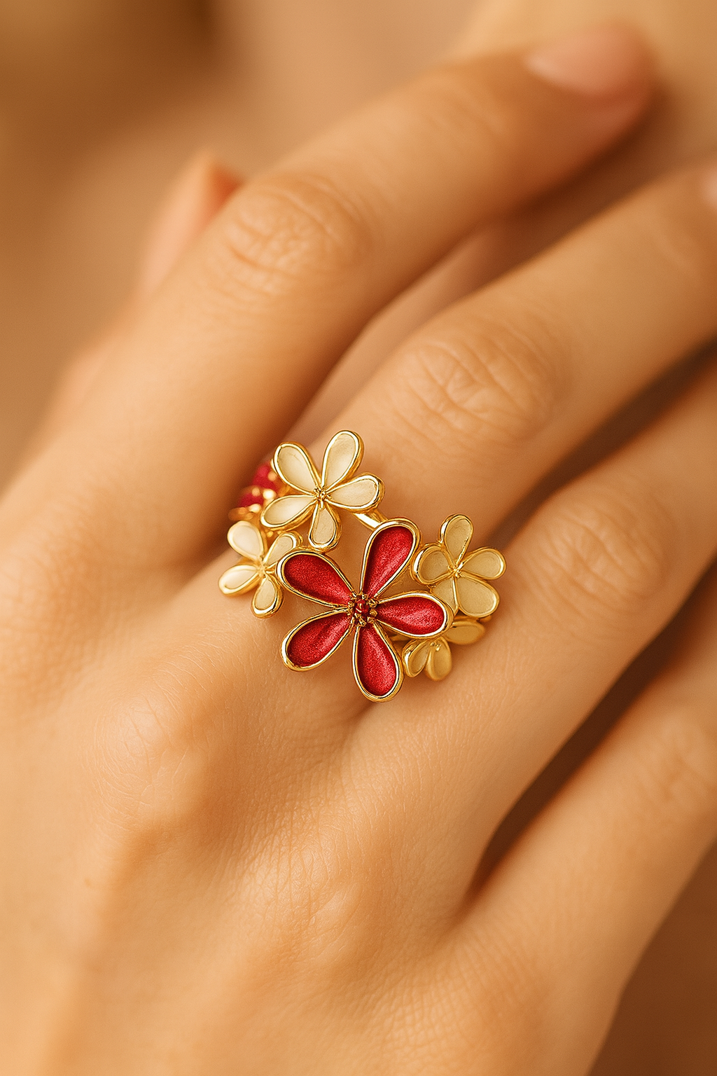 Aanura Multi-Color Enamel Floral Statement Ring