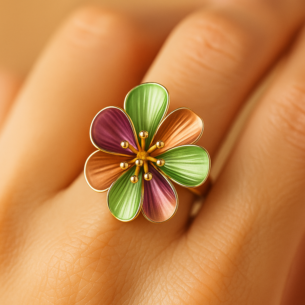 Aanura Multicolor Enamel Flower Ring