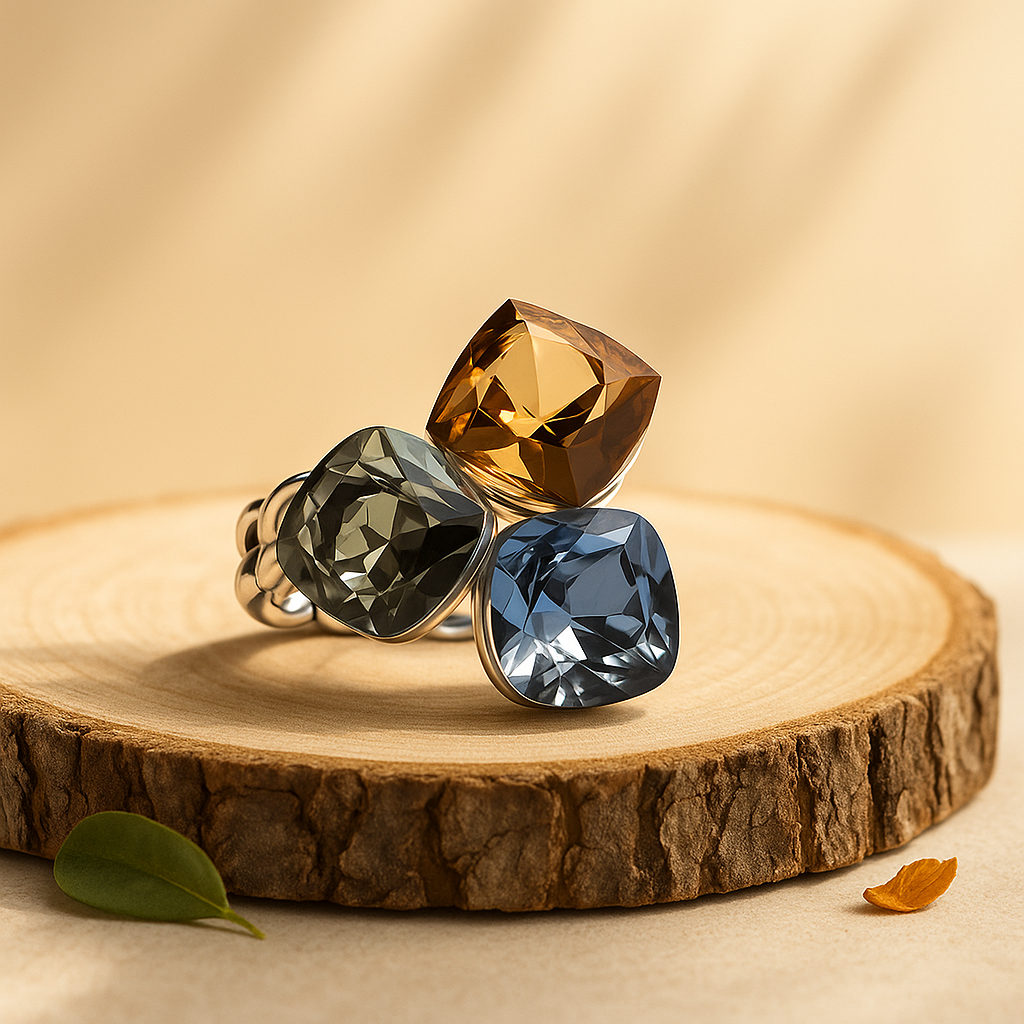 Aanura Triple Cushion-Cut Multicolor Gemstone Statement Ring