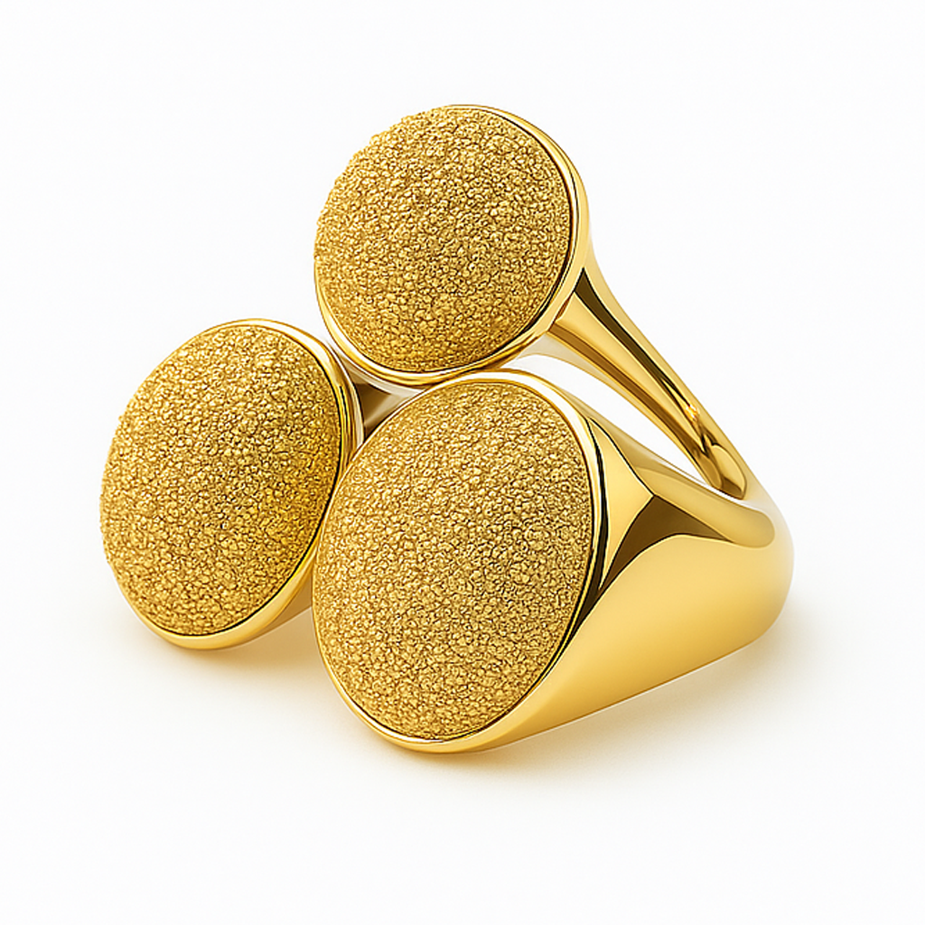 Aanura Triple Disc Textured Gold Statement Ring