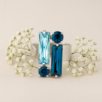 Aanura Silver-Plated Purple & Blue Gemstone Ring