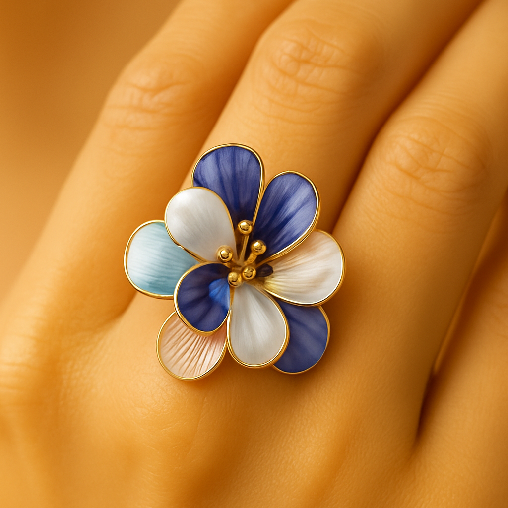 Aanura Multicolor Enamel Flower Ring