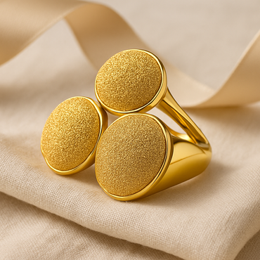 Aanura Triple Disc Textured Gold Statement Ring