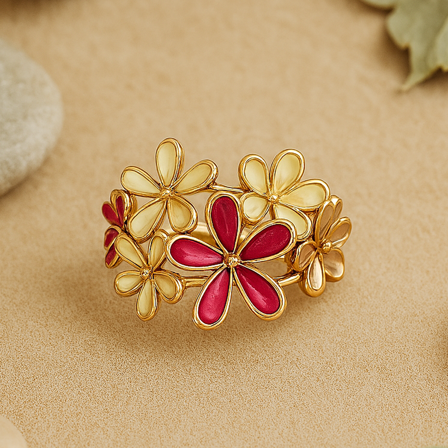 Aanura Multi-Color Enamel Floral Statement Ring
