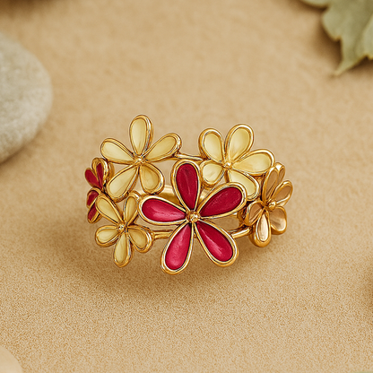 Aanura Multi-Color Enamel Floral Statement Ring