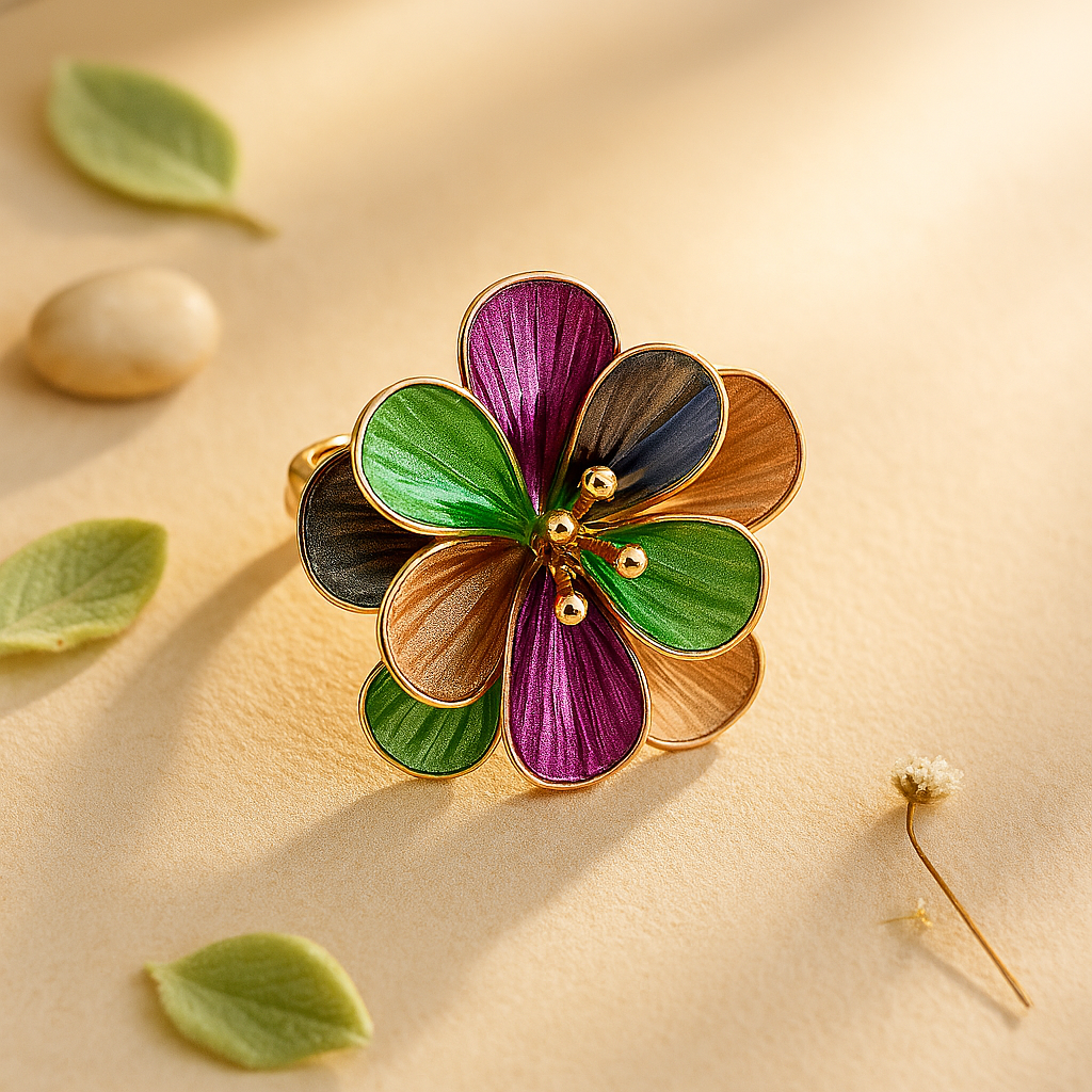 Aanura Multicolor Enamel Flower Ring