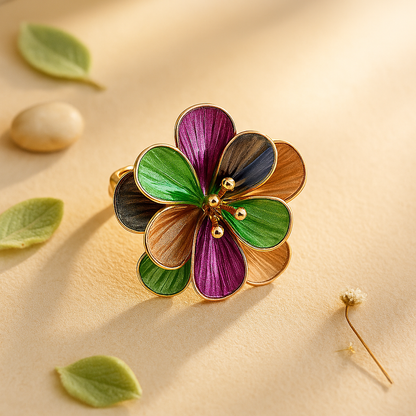 Aanura Multicolor Enamel Flower Ring