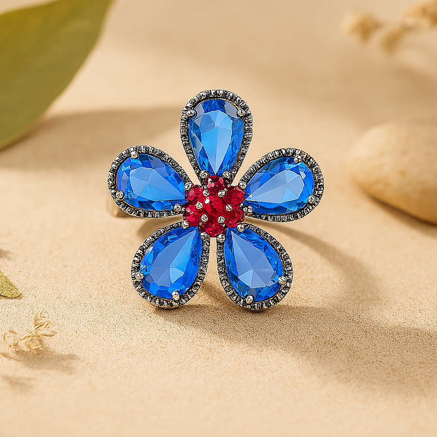 Emerald Flower Statement Ring for Women