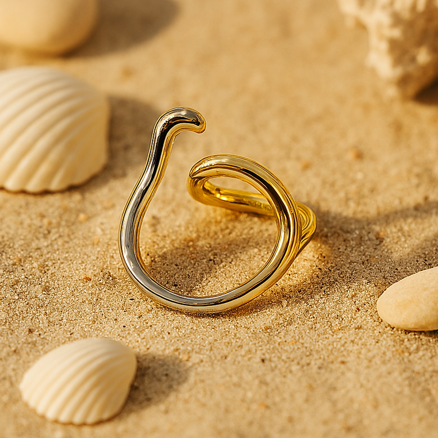 Aanura Two-Tone Sculptural Minimalist Statement Ring