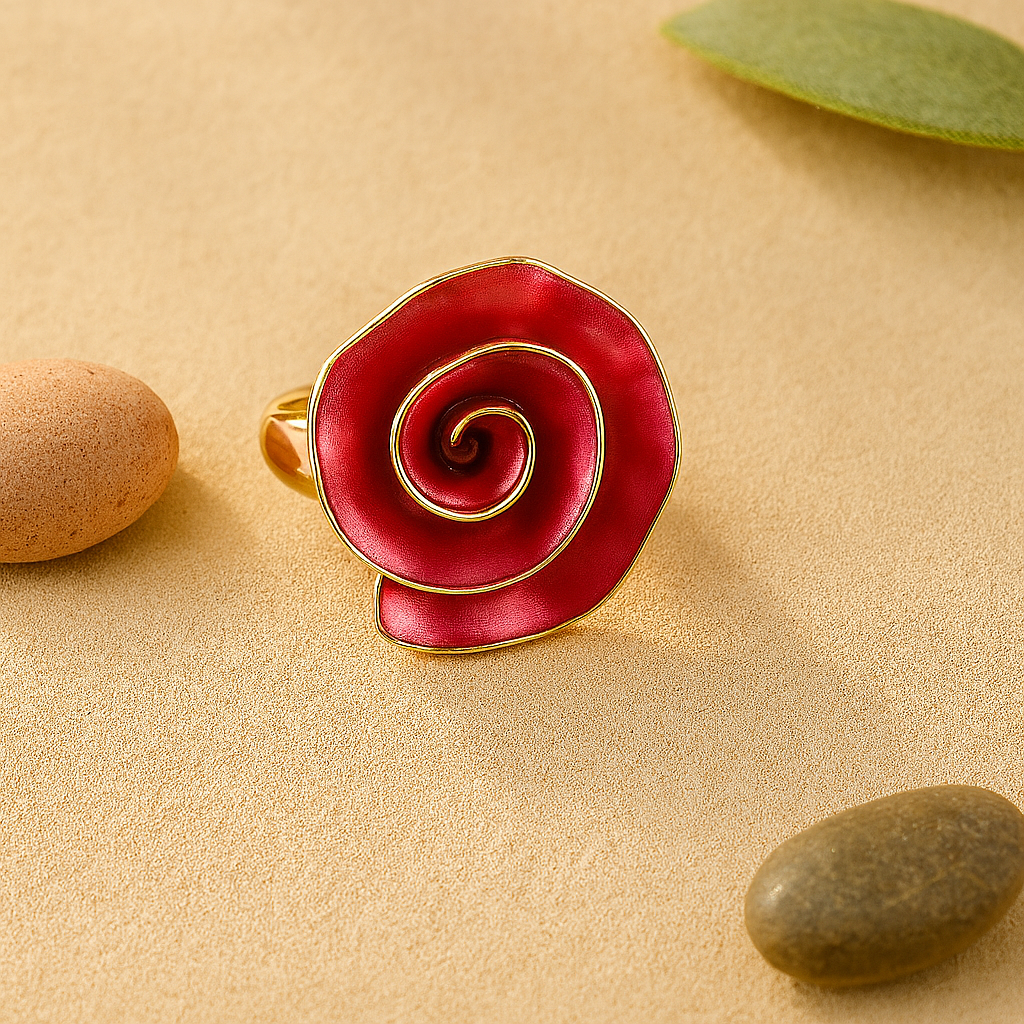 Aanura Green Spiral Statement Ring