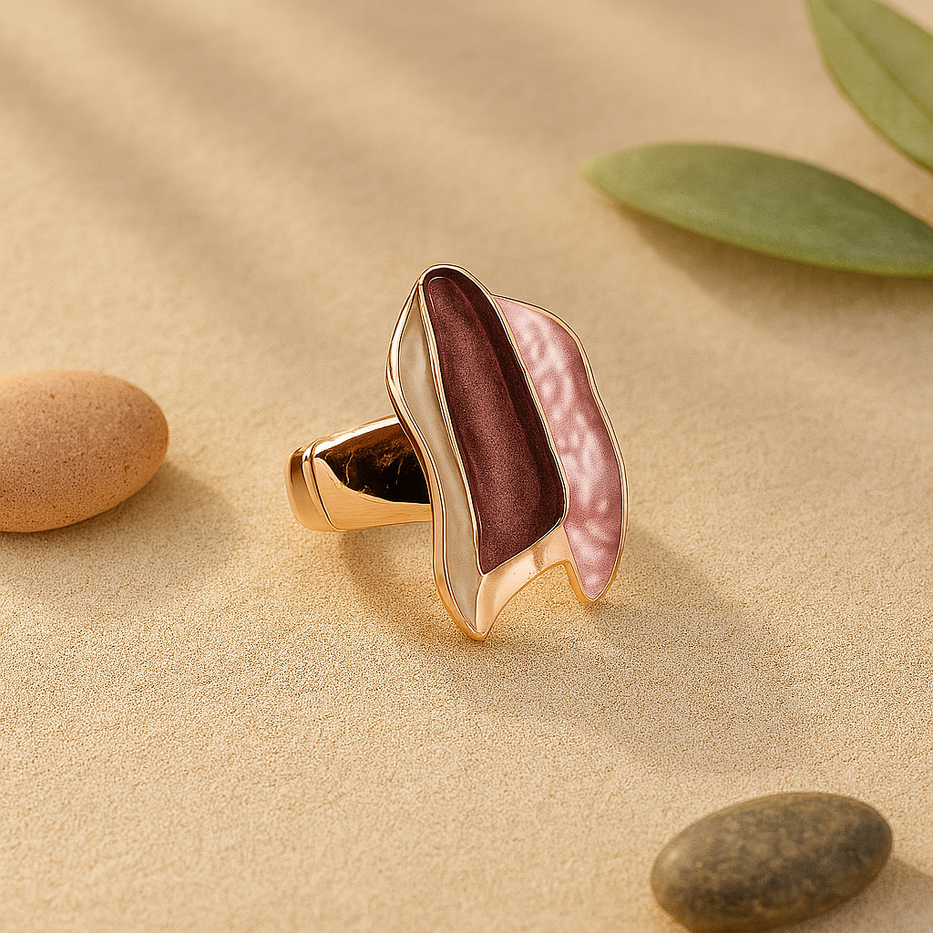 Aanura Pink & Mauve Abstract Floral Statement Ring