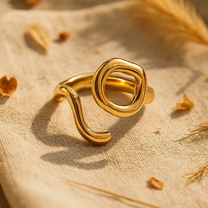 Aanura Two-Tone Sculptural Minimalist Statement Ring
