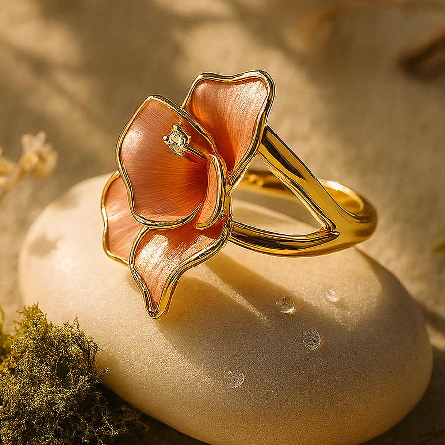Aanura Gold-Plated Bow Ring with Pearl