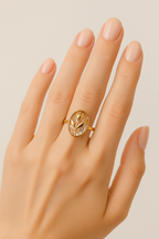 18K Gold Plated Tulip Crystal Anti-Tarnish Waterproof Ring
