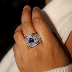 Rhodium Plated Multi Crystal Anti-Tarnish Waterproof Ring