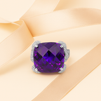 Rhodium Plated Purple Pavé Anti-Tarnish Waterproof Ring