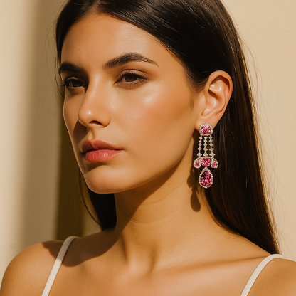 Aanura Pink Sapphire Cascade Drop Earrings