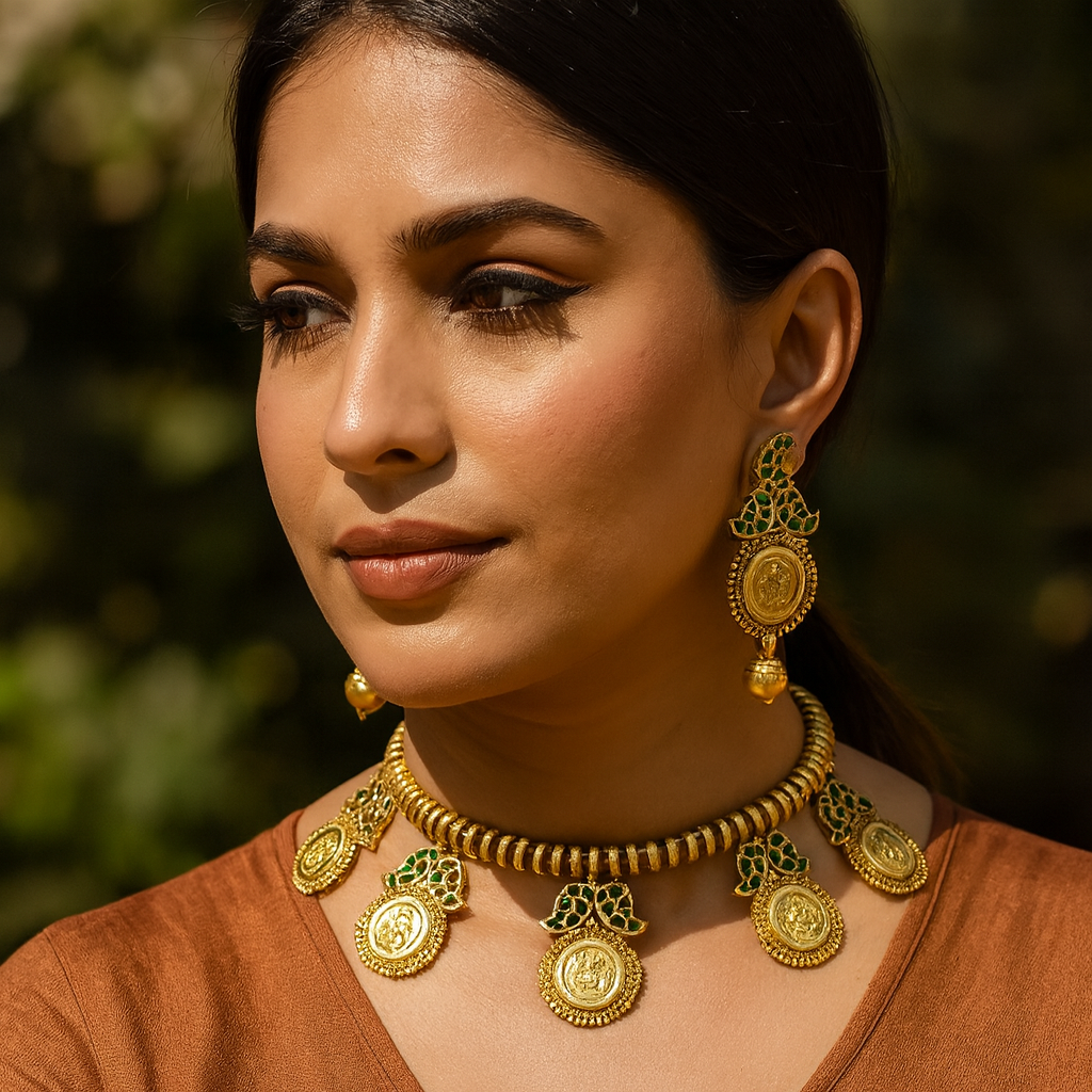 Aanura Temple Coin Choker Necklace
