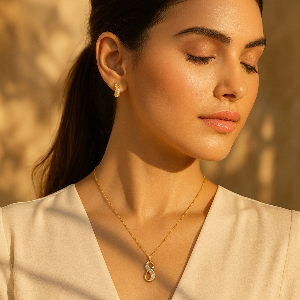 Aanura Infinity Shine Necklace & Earrings Set