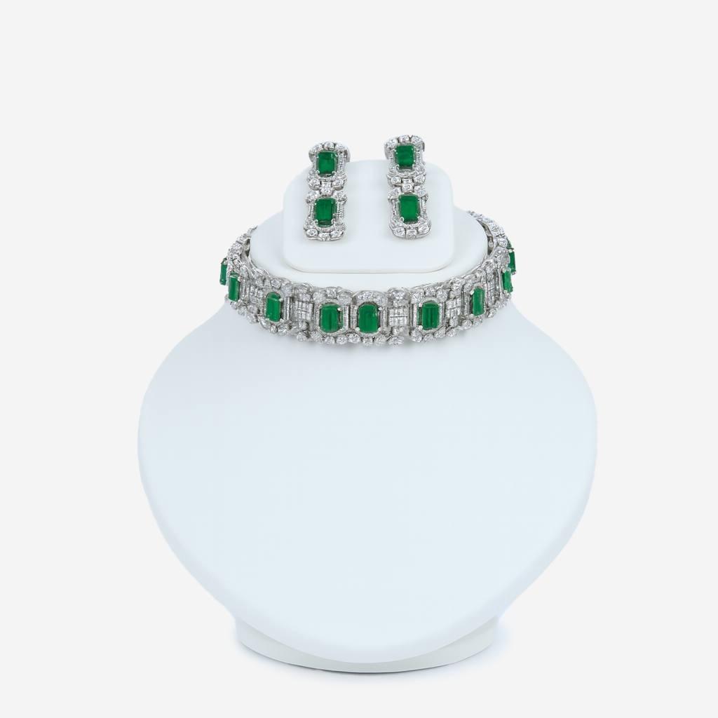 Aanura Green Emerald Choker Necklace Set