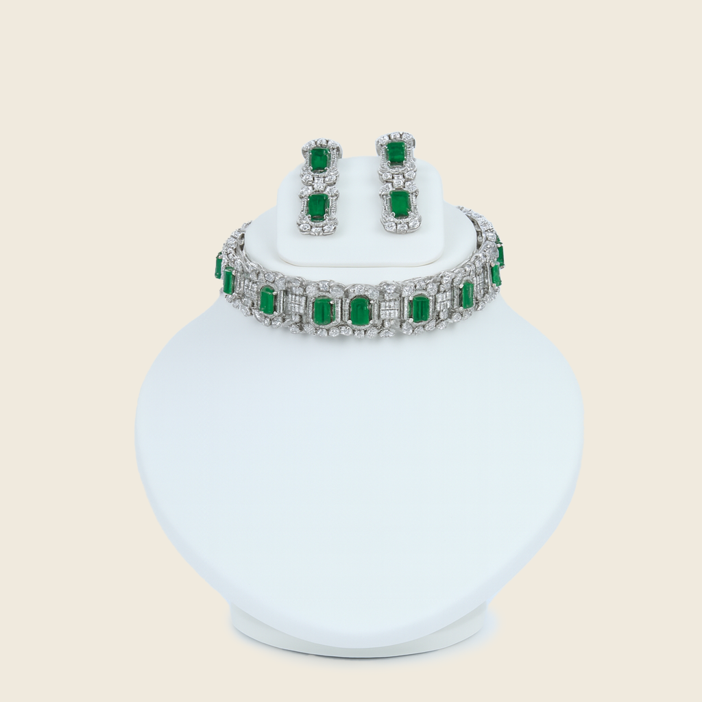 Aanura Green Emerald Choker Necklace Set
