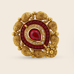 Aanura Gold-Plated Red Teardrop Heritage Ring