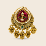 Aanura Gold-Plated Ruby Green Heritage Ring