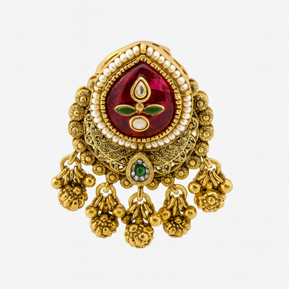 Aanura Gold-Plated Ruby Green Heritage Ring