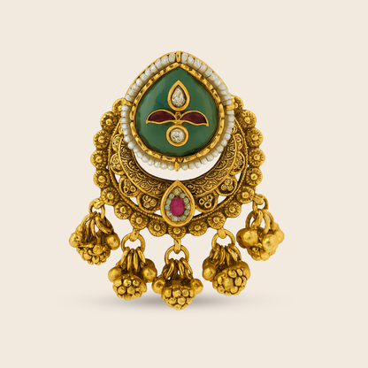 Aanura Gold-Plated Ruby Green Heritage Ring