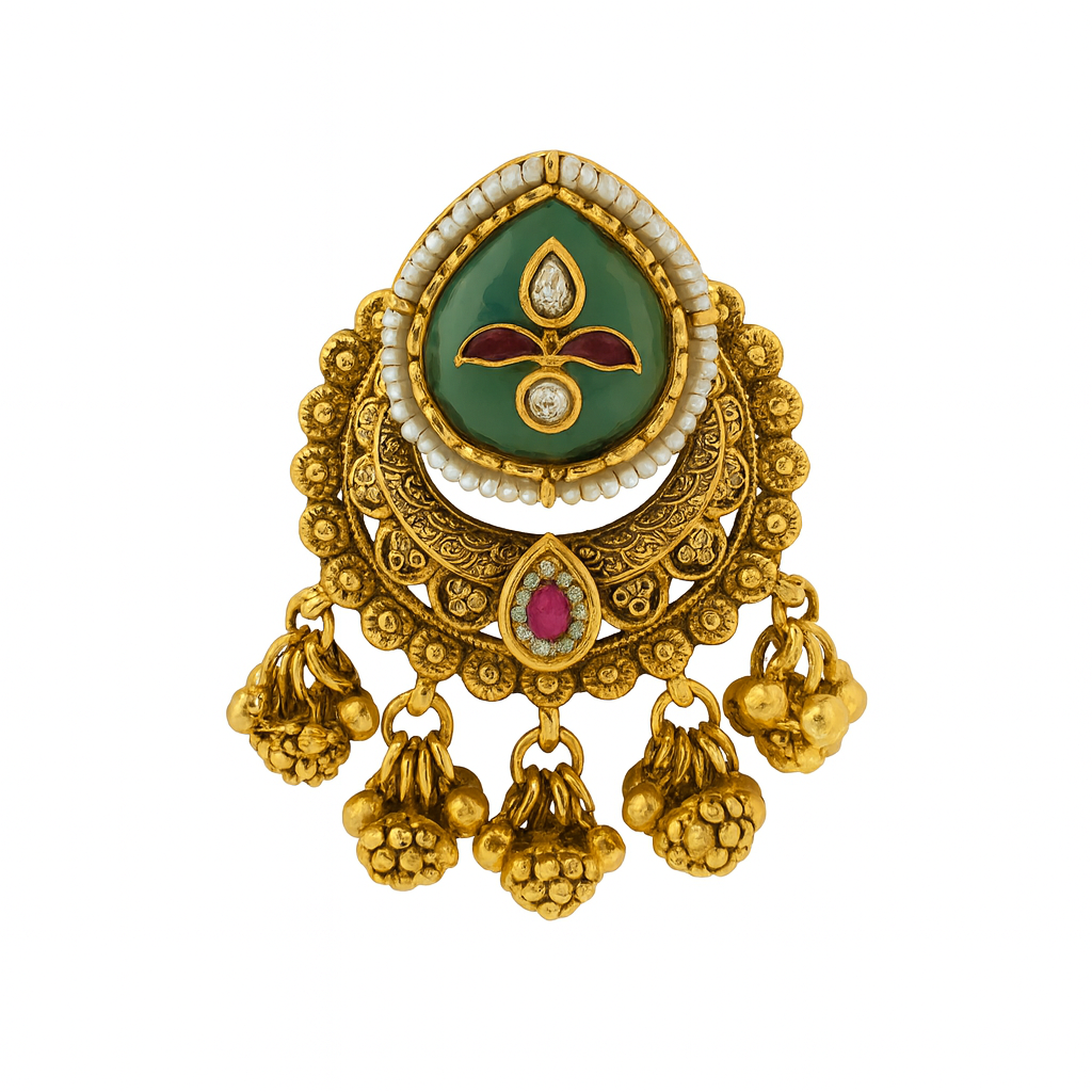 Aanura Gold-Plated Ruby Green Heritage Ring