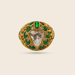 Aanura Gold-Plated Navratna Heritage Statement Ring