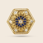 Aanura Gold-Plated Hexagon Green & Ruby Statement Ring