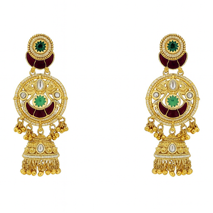 Aanura Gold-Plated Green Ruby Long Earrings