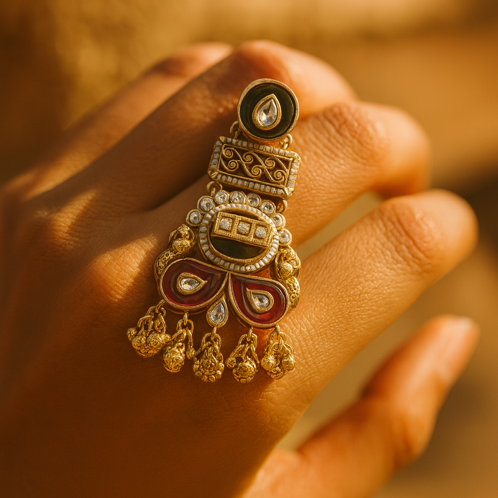Aanura Gold-Plated Heritage Long Tassel Ring