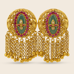 Aanura Gold-Plated Green Ruby Tassel Rings