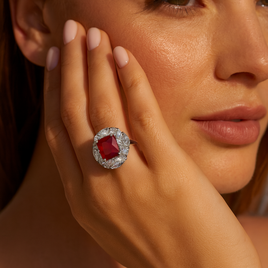 Aanura Gem Halo Cocktail Ring