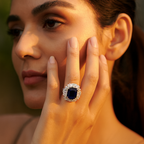 Rhodium Plated Yellow Halo Anti-Tarnish Waterproof Ring