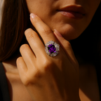 Rhodium Plated Yellow Halo Anti-Tarnish Waterproof Ring