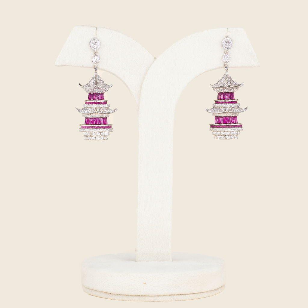 Aanura Ruby Pagoda-Inspired Statement Earrings