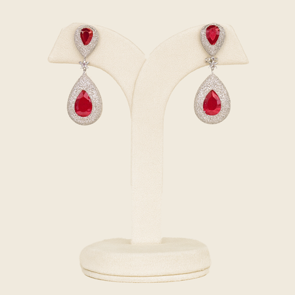Aanura Ruby Teardrop Double Dangle Earrings